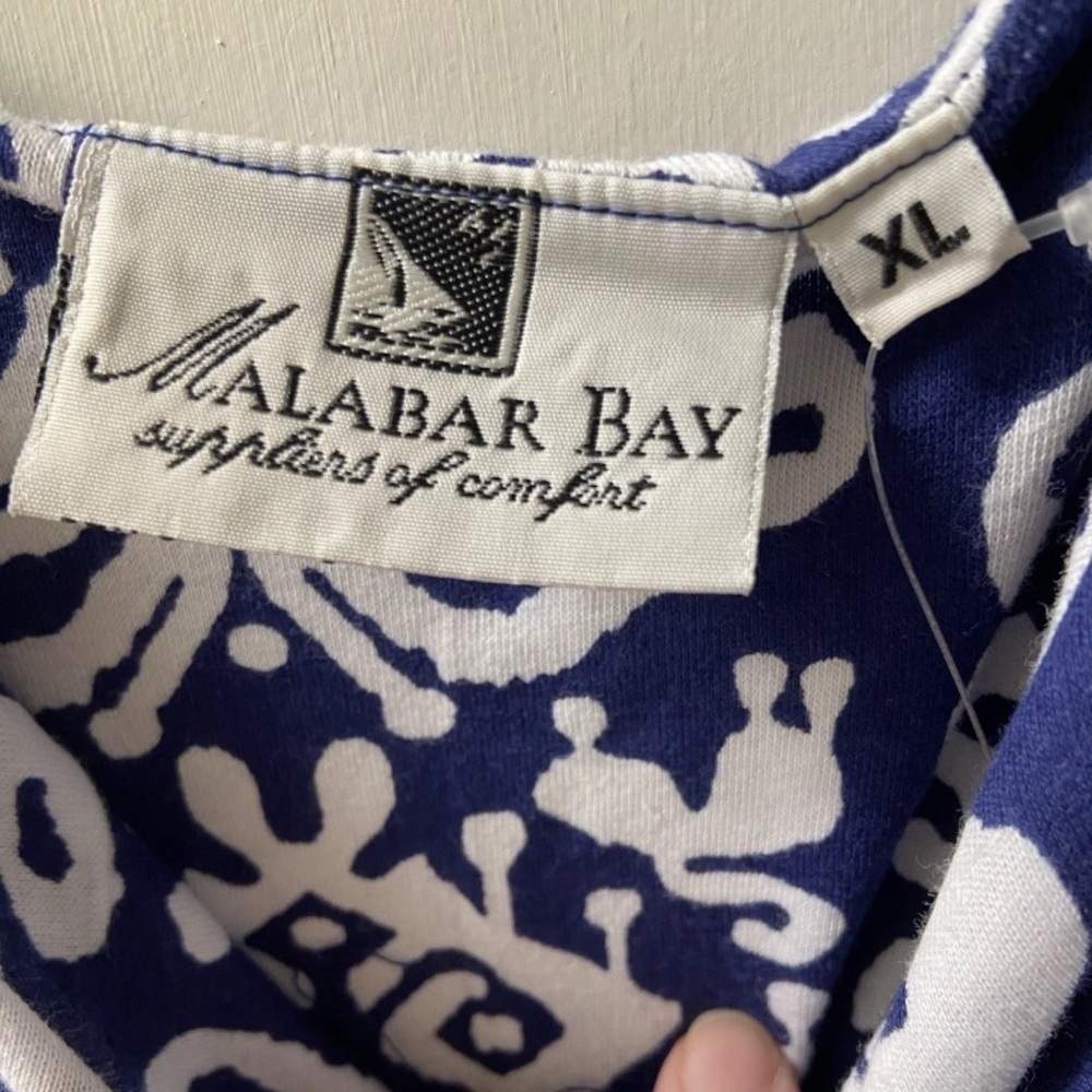 NWT Malabar Bay Maxi Long Dress Adjustable Sleeveless Beach Blue & White Sz XL - Picture 2 of 5